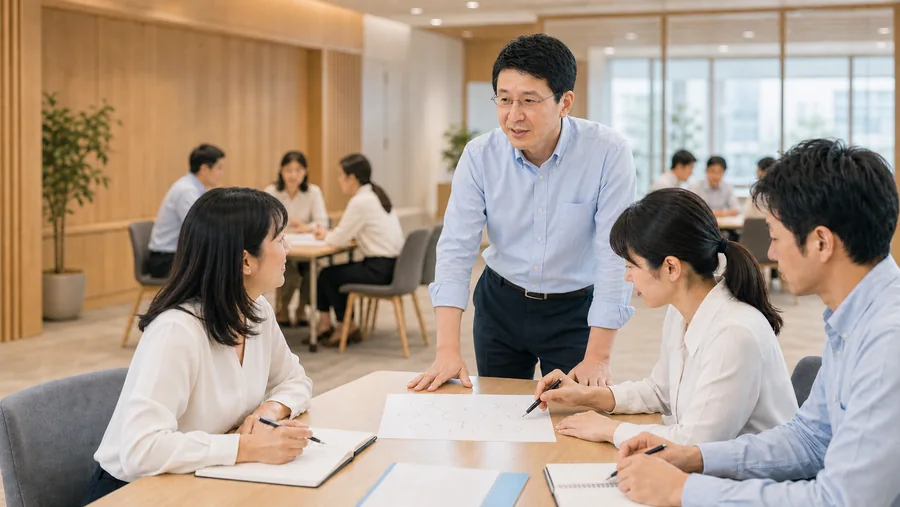 受講者の顔を見ながら対話を促す言語化力実践研修の様子