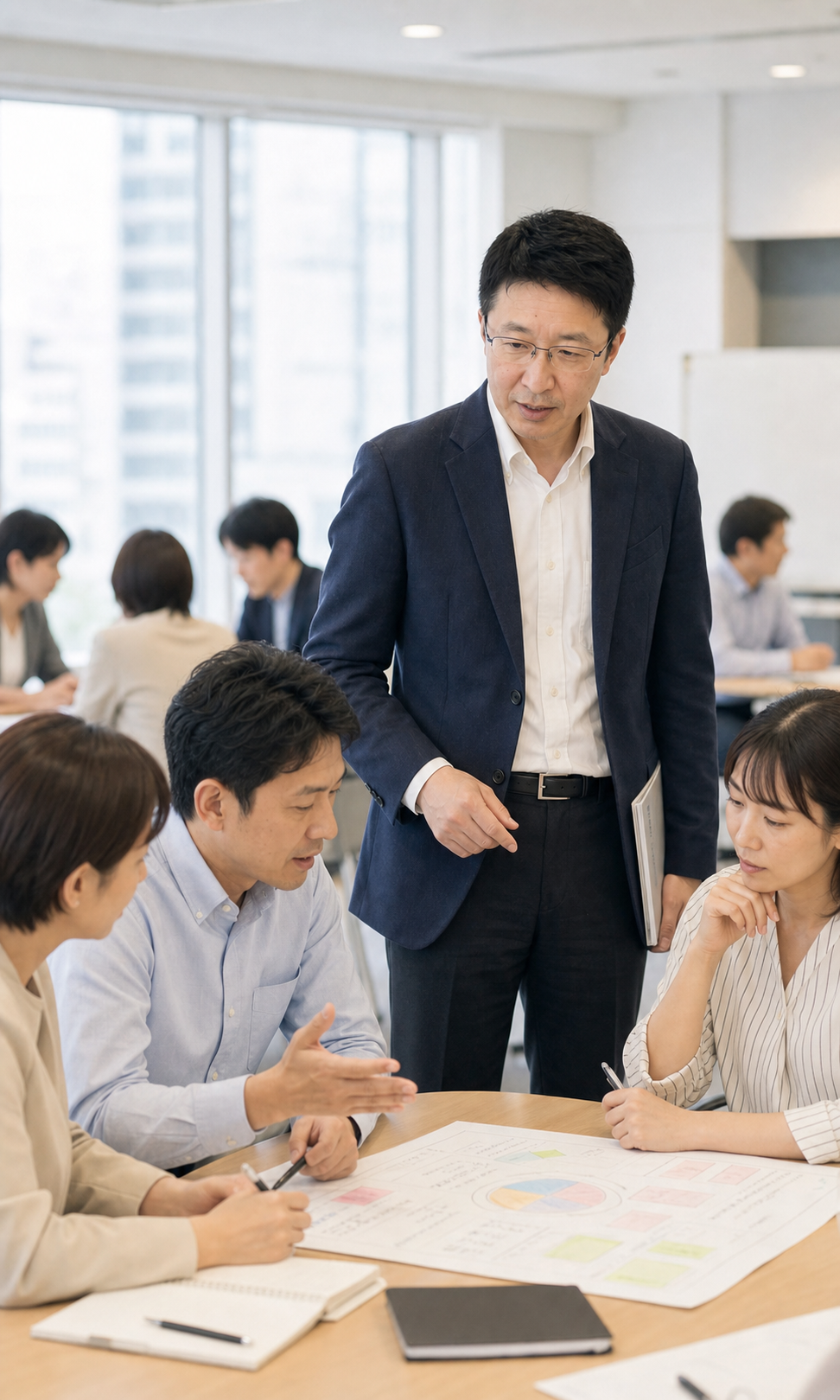 受講者の対話を見守り、考えを引き出す村山哲治の研修風景